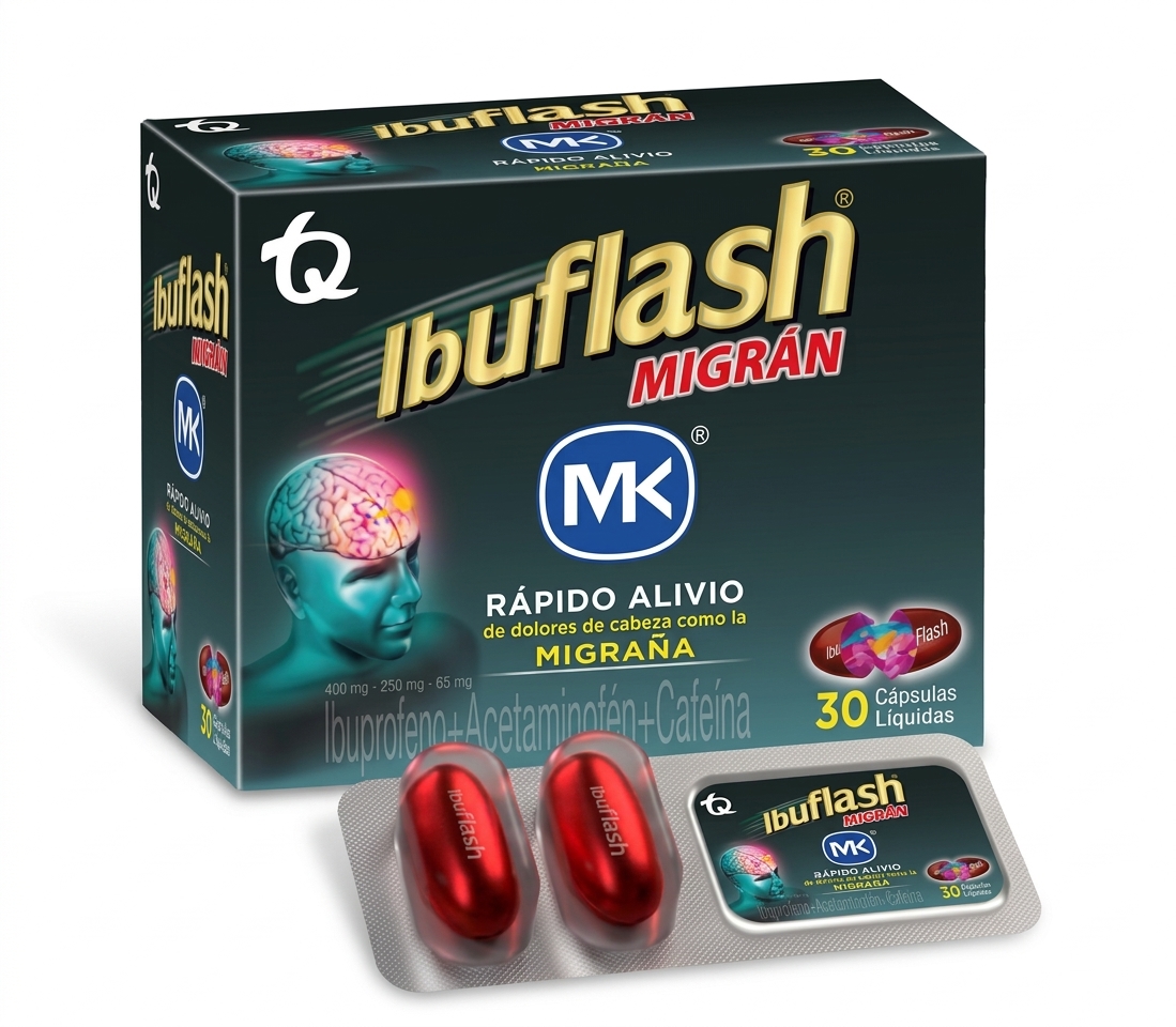 IBUPROFENO+ACETAMINOFEN +CAFEINA (IBUFLASH MIGRAN) CAP CJX30 BLISX2 (MK TECNOQUIMICAS)
