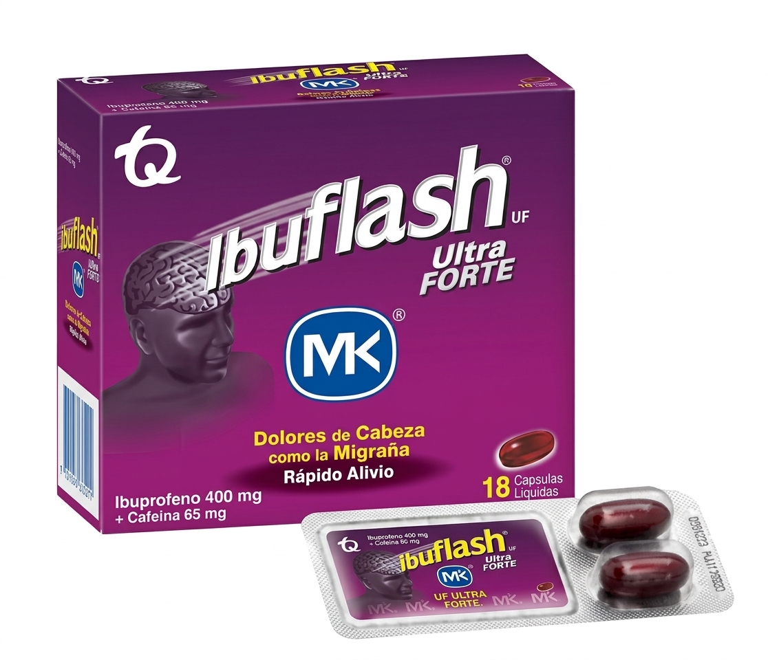 IBUPROFENO+ CAFEINA 400MG+ 65MG CAP CJ X18 BLIS X2 ( (MK TECNOQUIMICAS)